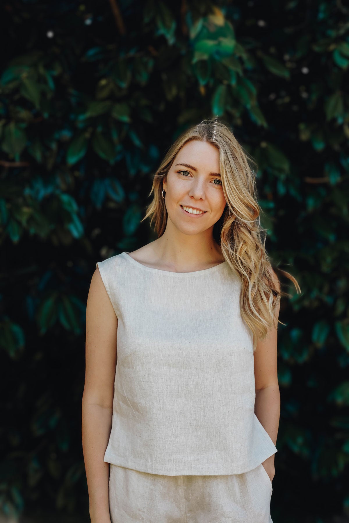 Ren Linen Top in almond - hōm