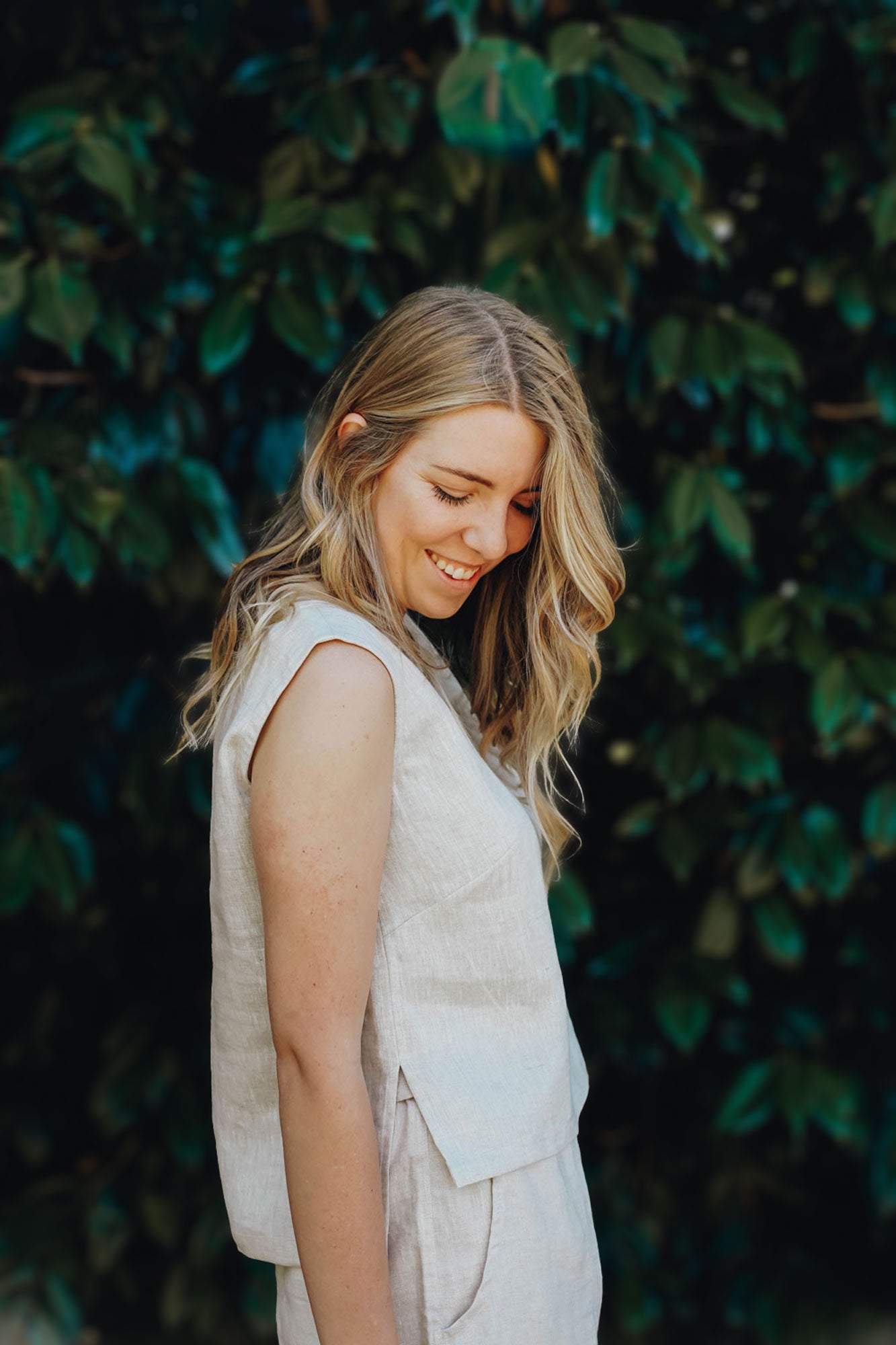 Ren Linen Top in almond - hōm