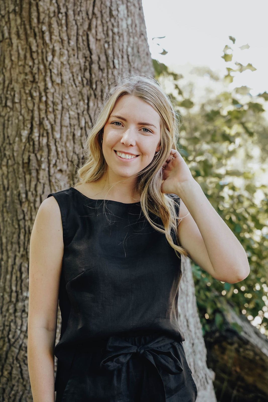 Ren Linen Top in black - hōm