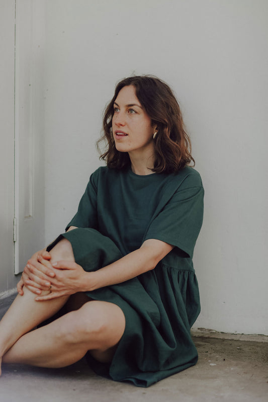 Frida Linen Green Dress - hōm