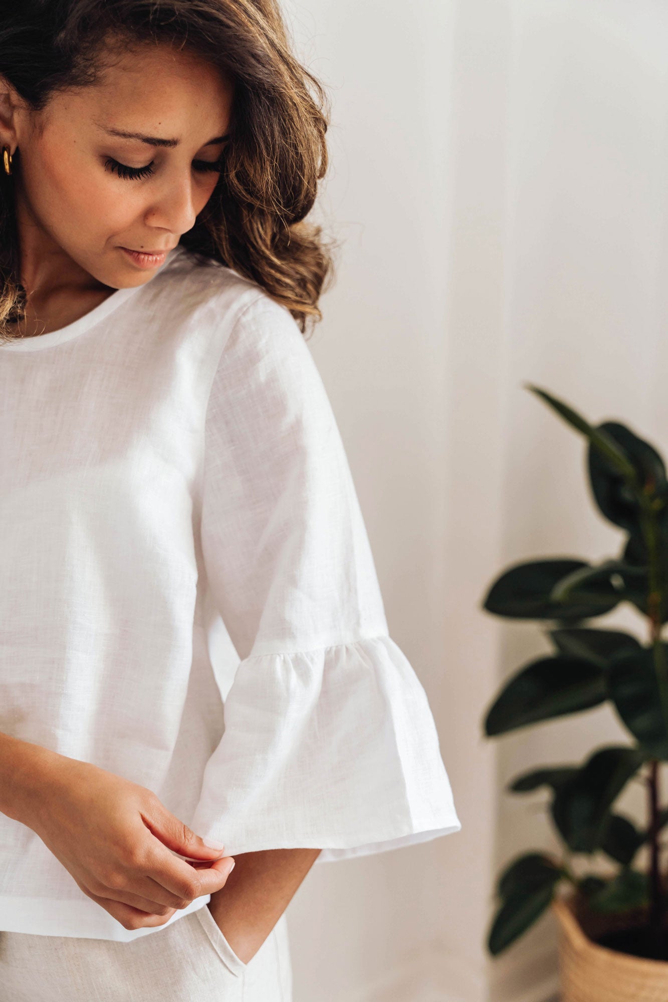 Willow top in white linen - hōm