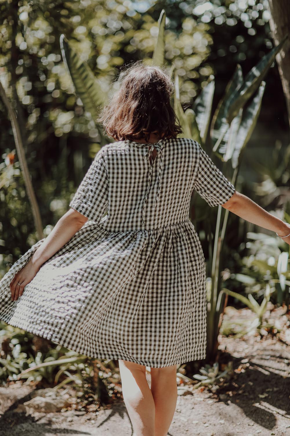Frida Olive Green Gingham Dress - hōm
